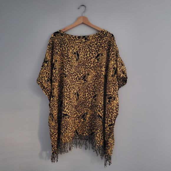 InGear Cheetah Print Pullover Fringe Top OSFM - Picture 1 of 6